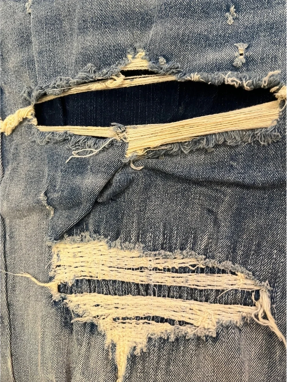 Y2K Distressed patchwork SMOkE RISE Size 48”W x 32” L jeans festival